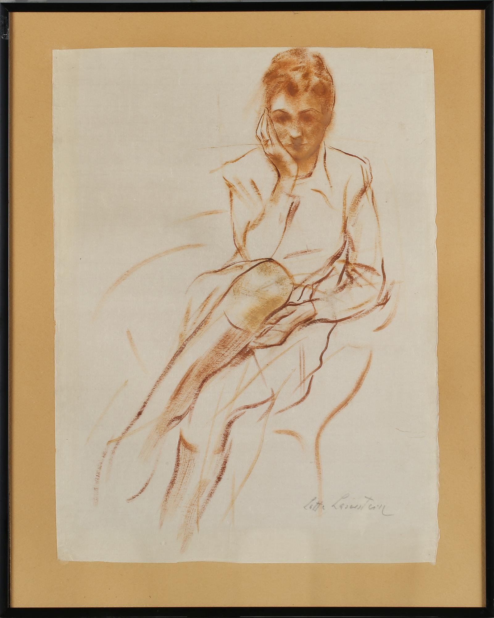 LOTTE LASERSTEIN, rödkrita, signerad.