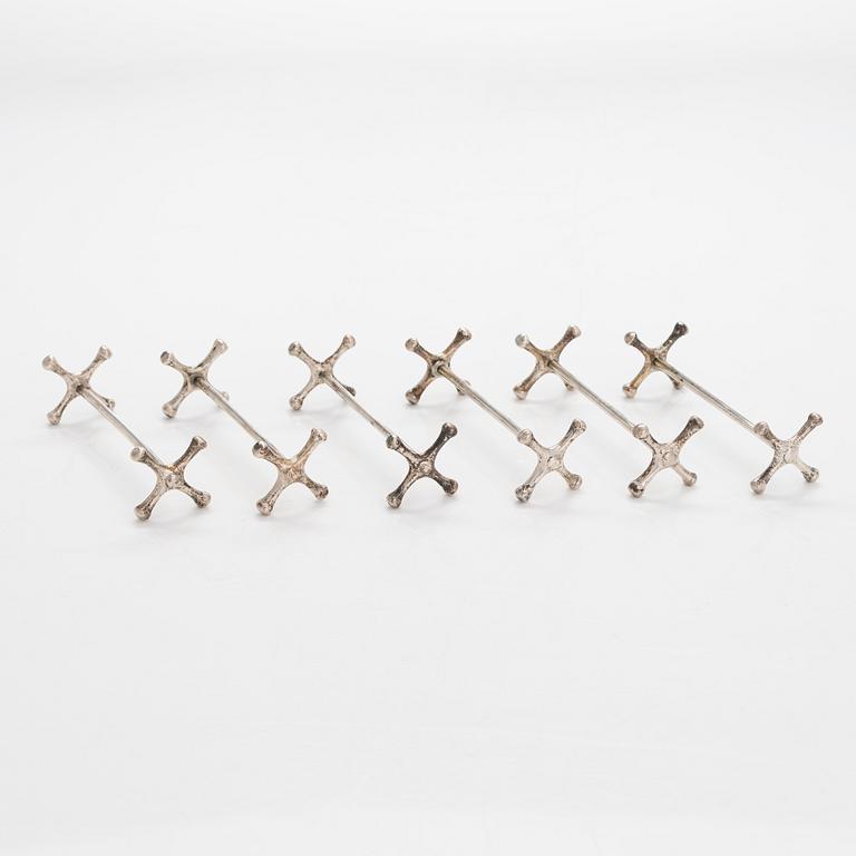 Paul Fredrik Sohlman, six silver knife rests, Saint Petersburg, late 19th century.