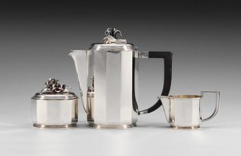 ATELIER BORGILA, kaffeservis, 3 delar, Stockholm 1964, sterling.