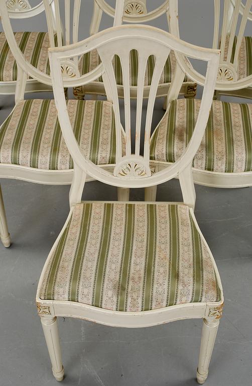 STOLAR, 6 + 1, gustaviansk stil, omkring 1900-talets mitt.