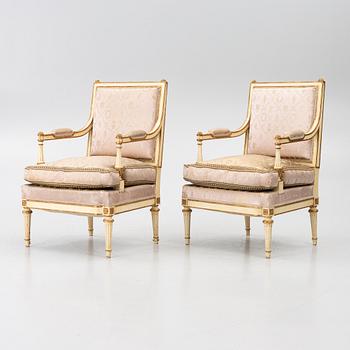 Pair of armchairs, Directoire style, circa 1900.