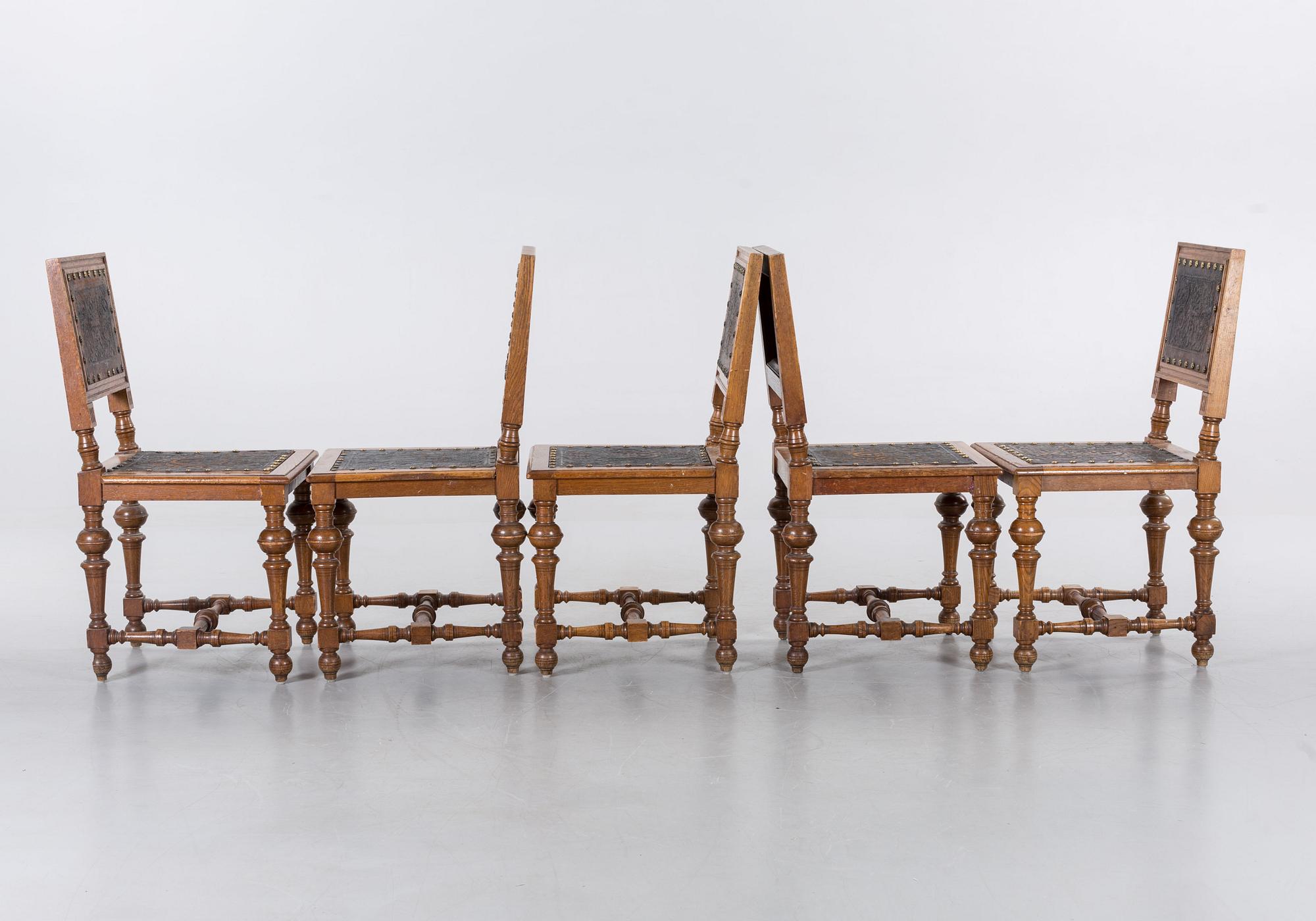FIVE NEO BAROQUE CHAIRS, late 19th century.