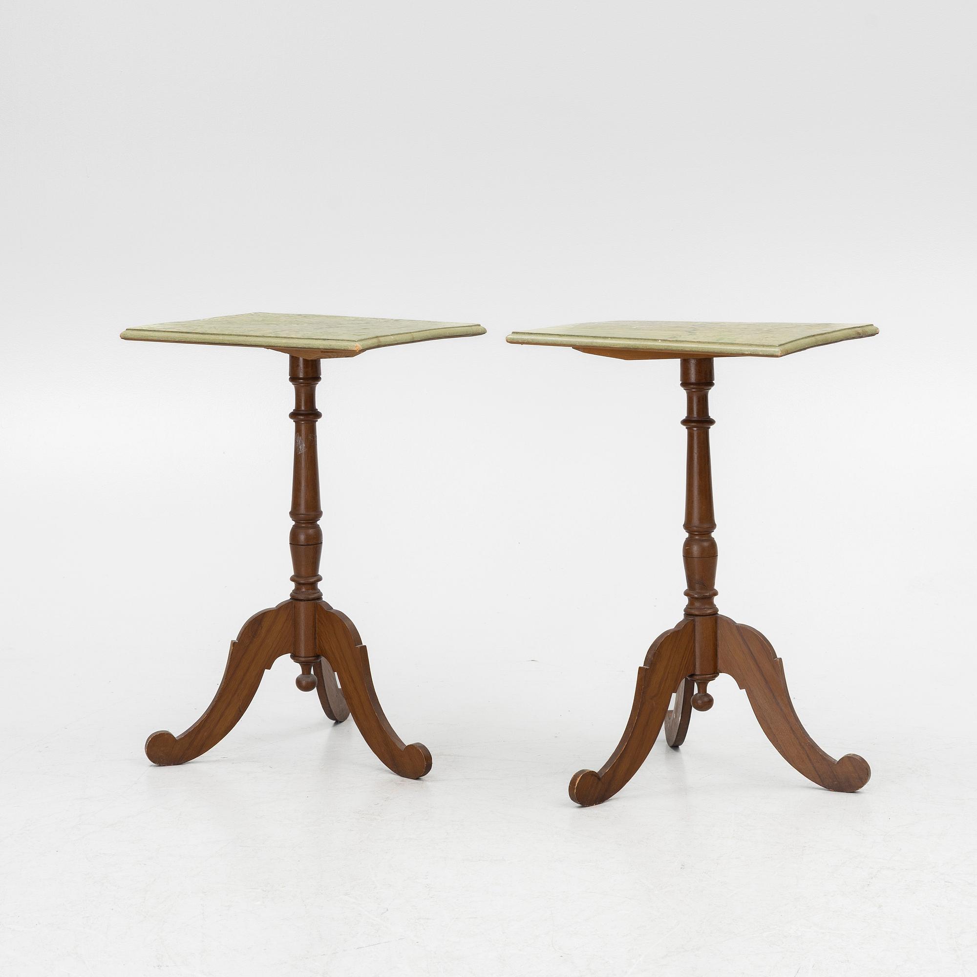 Lamp table/ folding table, a pair, 19th century.