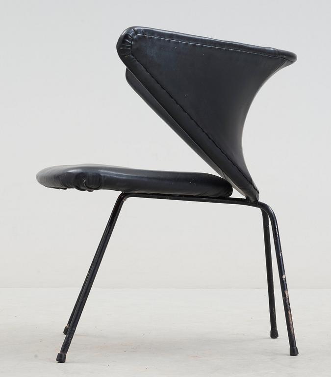 A Folke Jansson black lacquered steel, leather and artificial leather chair, 'Myggan', 1956.