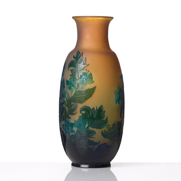 Emile Gallé, an Art Nouveau cameo glass vase, Nancy, France.