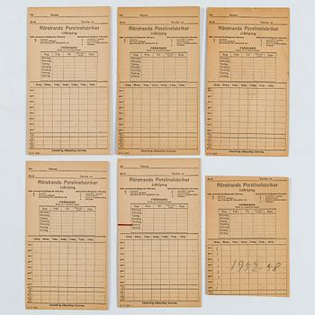 Birger Kaipiainen, kokoelma alkuperäisiä luonnoksia, 25 kpl, lyijykynä, Rörstrandin poissaolokorteille, 1954–1958.