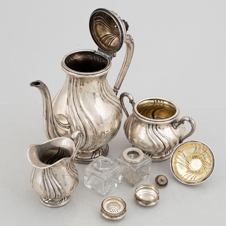 A three-piece silver coffee service, Rococo style, 1927.