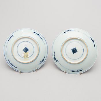 TWO CHINESE PLATES, porcelain, probably 18th century.