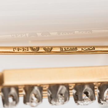 Brosch, Jarl Sandin, 18K guld och vitguld med safirer och gammalslipade diamanter.