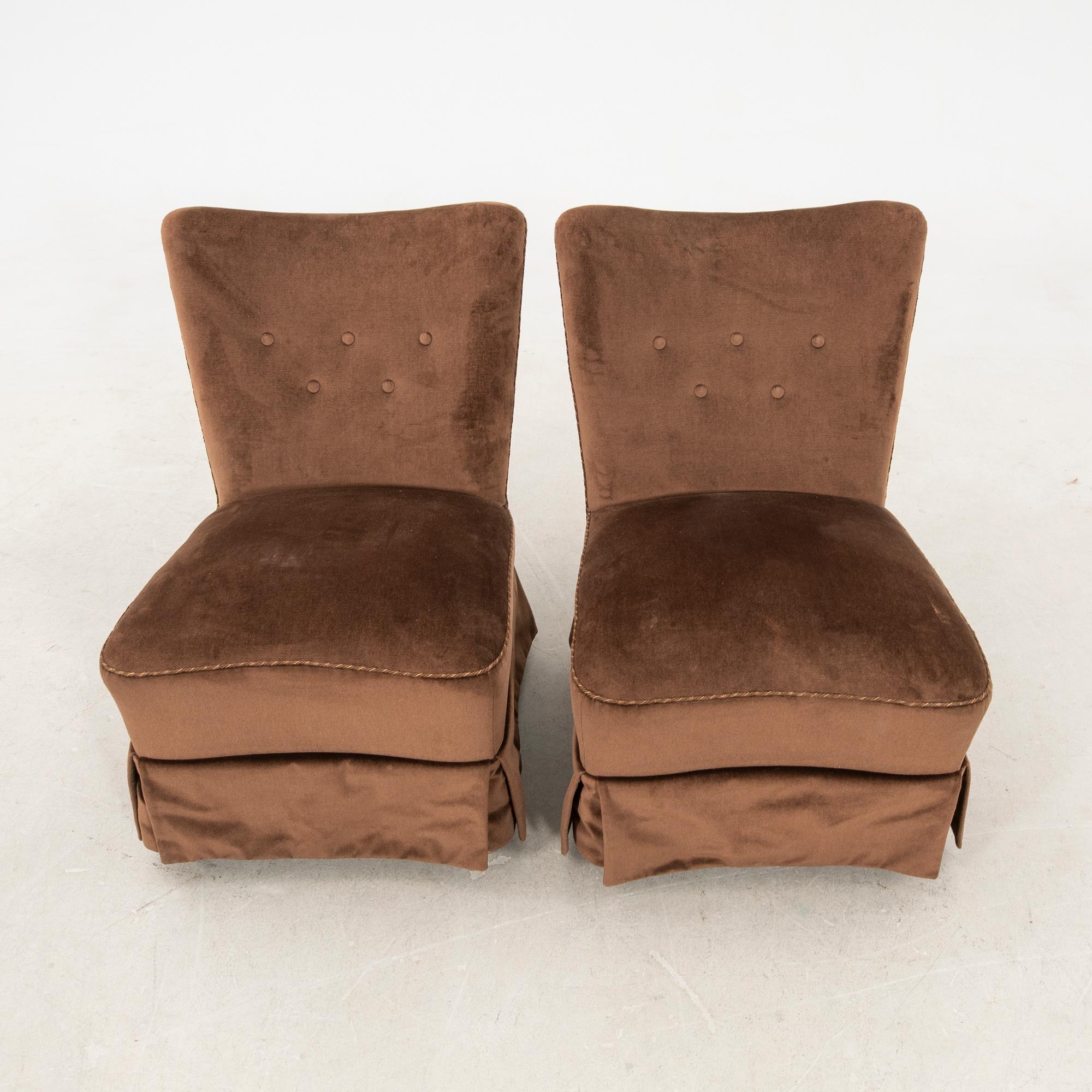 Armchairs, a pair from the 1940s.