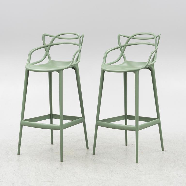 Philippe Starck and Eugeni Quitllet, bar stools, a pair, "Masters stool, Kartell, Italy.