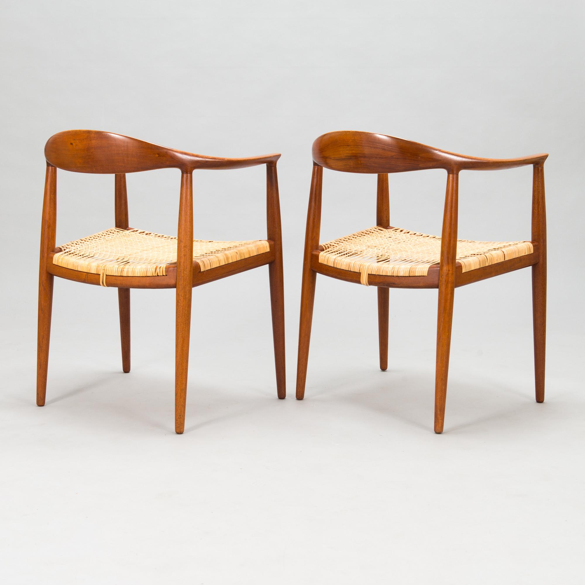 Hans J Wegner, Six 1950s armchairs, "The Round Chair", Johannes Hansen, Denmark.