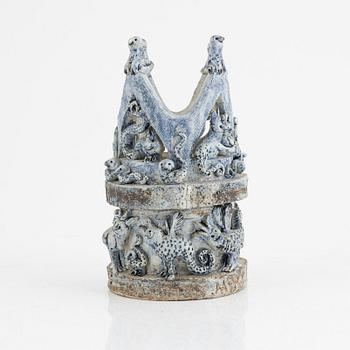 Astrid Anderberg, a stoneware sculpture/candle holder, Sweden, signed.