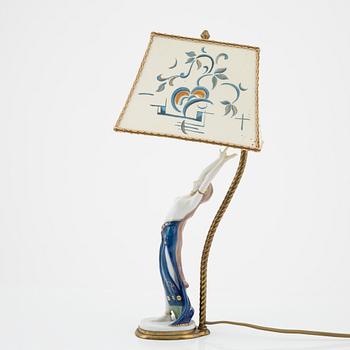 Bordslampa, porslin, 1920-30-tal.