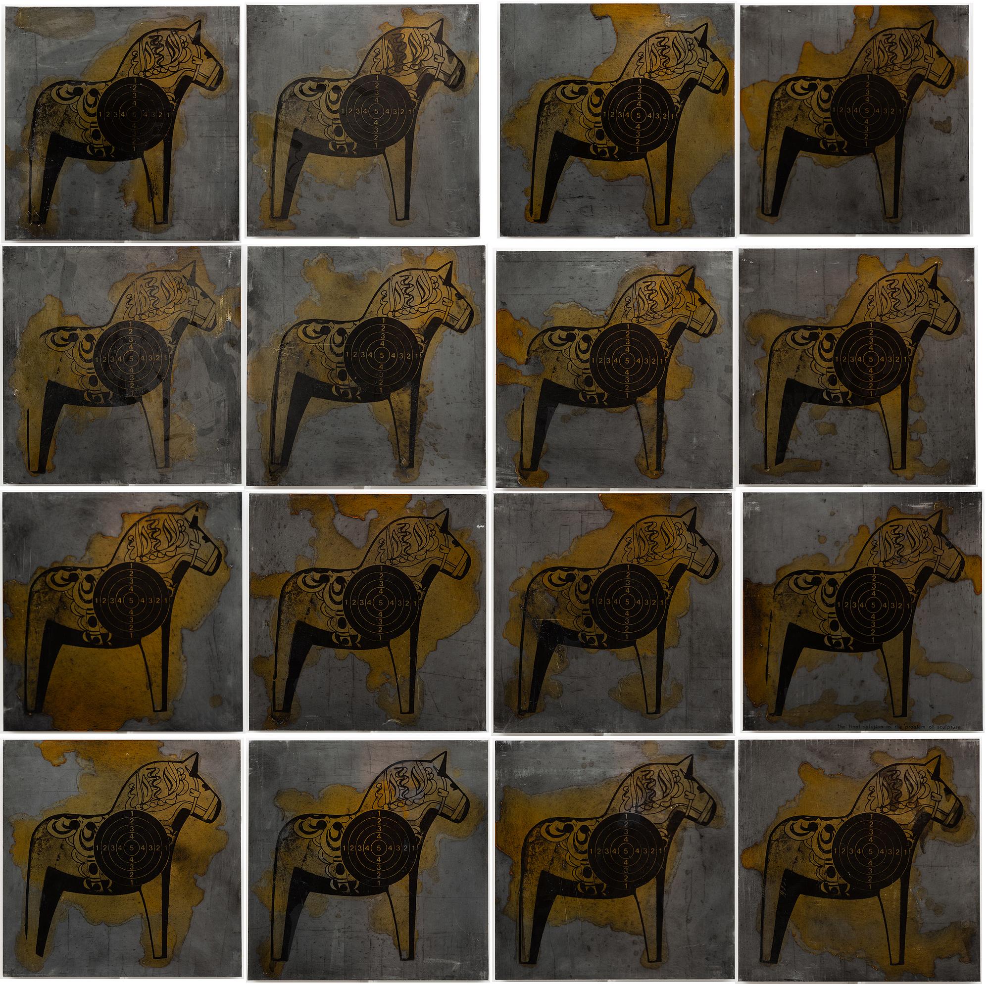 Peter Johansson, "The final solution to the problem of sculpture", polyptyk, 16 delar.