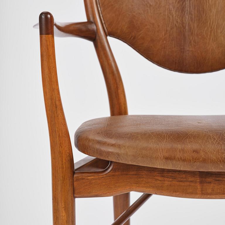 Finn Juhl, a set of four chairs and a pair of armchairs, model "Bo-63" and "Bo-72", Bovirke, Denmark, 1950s-60s.