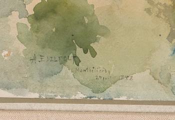 ALBERT EDELFELT, vesiväri, signerattu ja päivätty Montbéliard 1888.