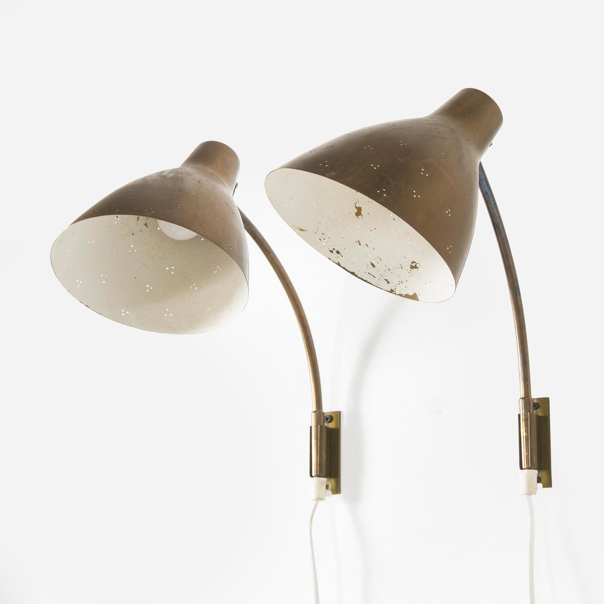 Lisa Johansson-Pape, a pair of mid-20th century '3055' wall lights for Stockmann Orno, Finland.