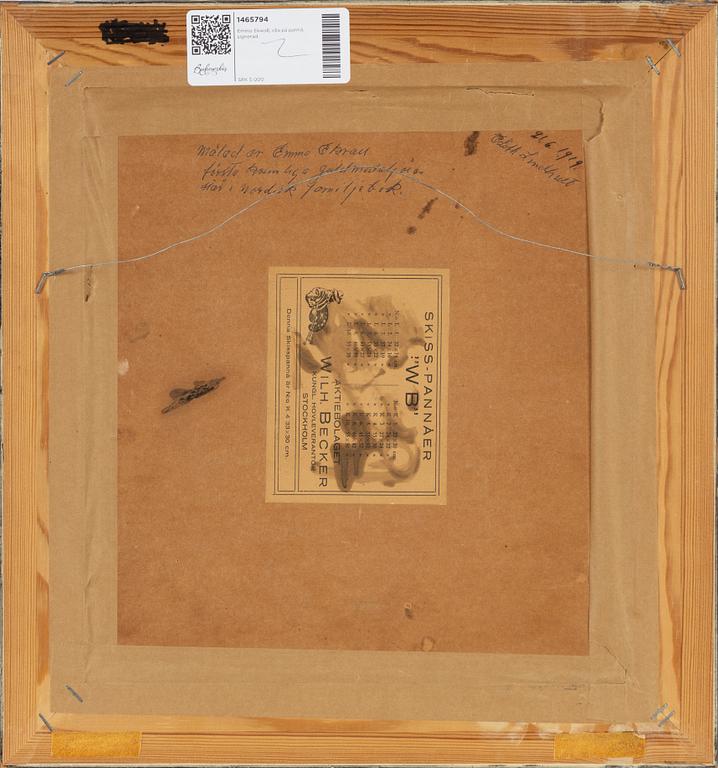 Emma Ekwall, oil on paper-panel, signed.