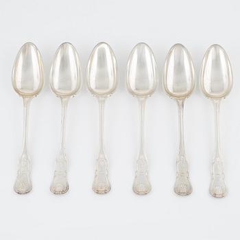 Carl Tengstedt, a set of six silver spoons, Gothenburg, 1854.