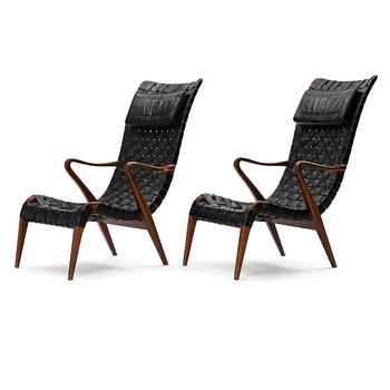 163. Axel Larsson, a pair of armchairs, Svenska Möbelfabrikerna Bodafors, Sweden, 1940s.