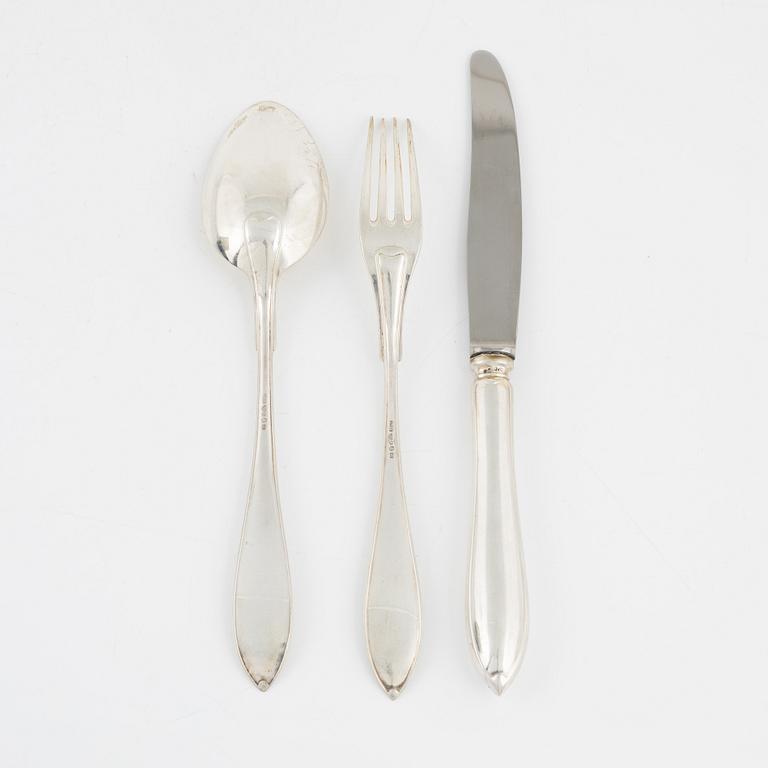 A 36-piece silver flat wear set, 'Svensk Spets', GAB & C.G.Hallberg, Stockholm, Sweden,