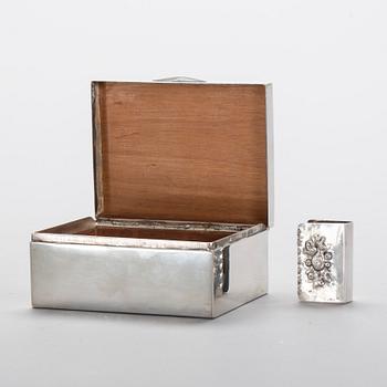 CIGARETTSKRIN, silver, K Andersson 1919. Tot ca 420g.
