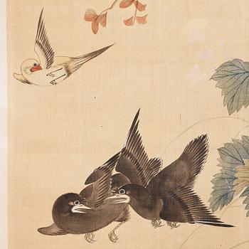 A Chinese hanging scroll, ink and colour on paper, 20th century, provenance Estrid Ericson.