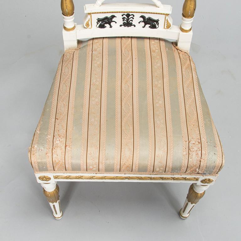 A late Gustavian style sofa and four chairs, early 20th century.