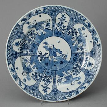 413. A blue and white dish, Qing dynasty, 18th century.