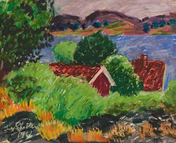 413. Inge Schiöler, Houses and greenery by Kostersundet.