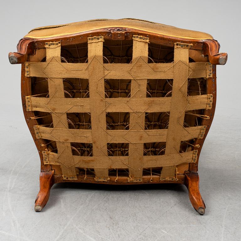 A mid 18th Century Louis XV  bergere chair, marked 'Philippe'.