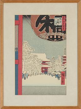 Ando Utagawa Hiroshige, after, a woodblock print in colours, 20th century.