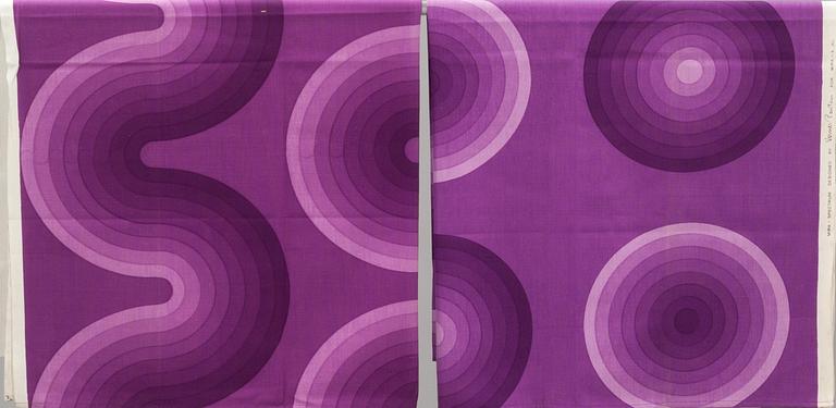 GARDIN, samt PROVBITAR, 4 st, bomullskretong, Verner Panton för Mira-X. 1970-tal.