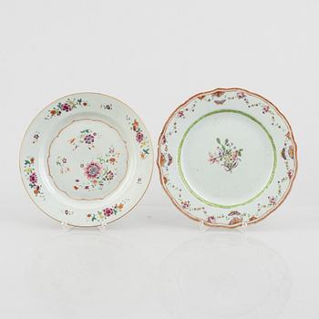 Four export porcelain plates, China, Qianlong (1736-95).