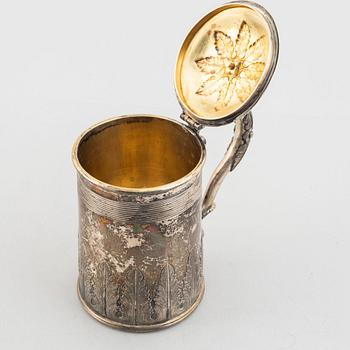 A silver tankard, possibly USA or Canada, with Swedish import marks.