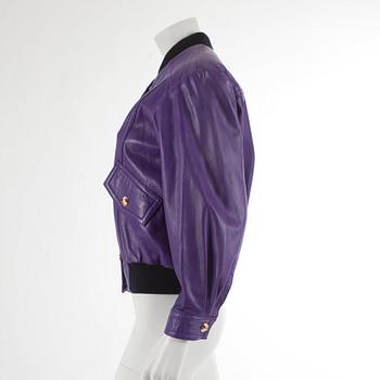 ESCADA, a purple leather jacket, size 38.