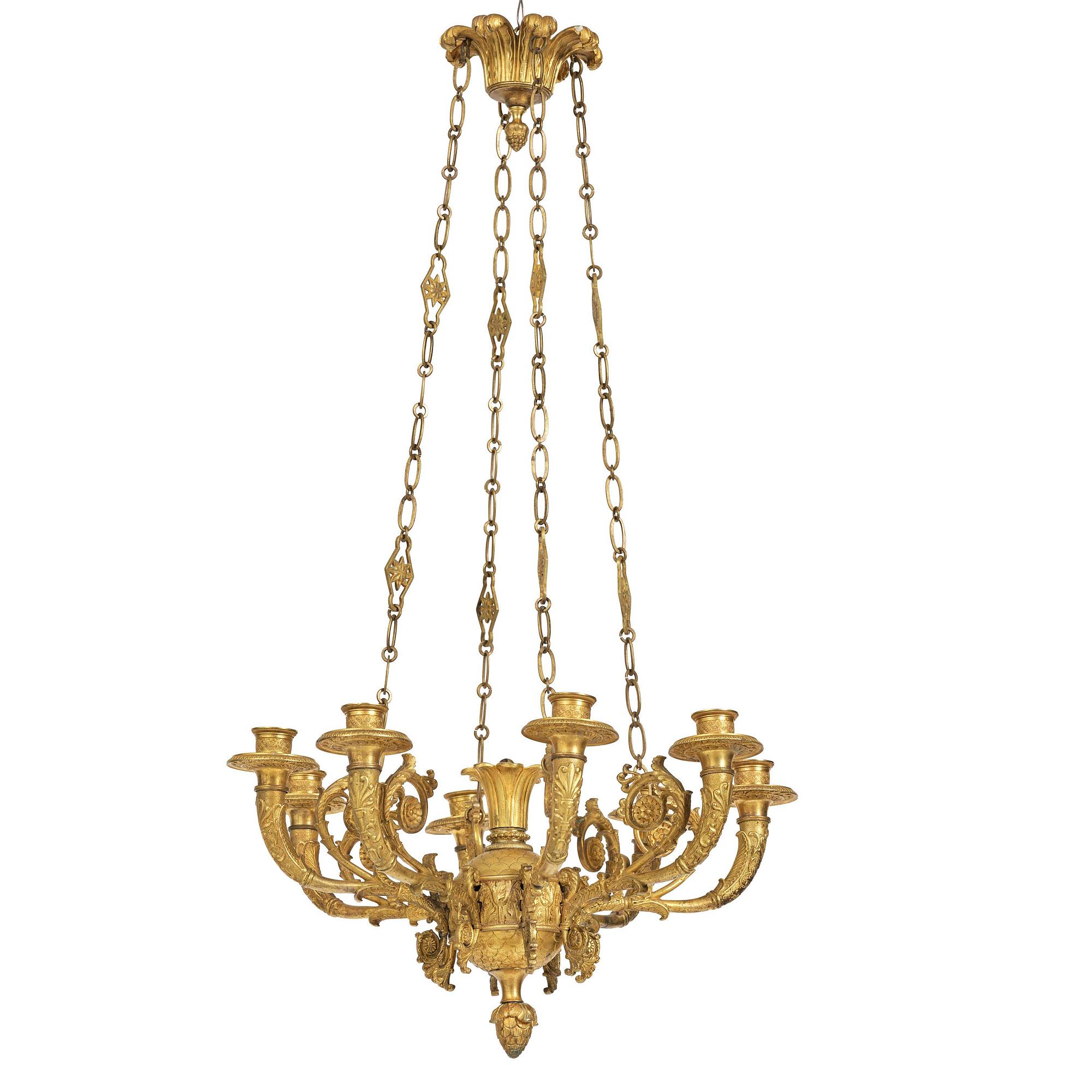 Ampel. för åtta ljus, Frankrike, 1800-talets första hälft, Empire.