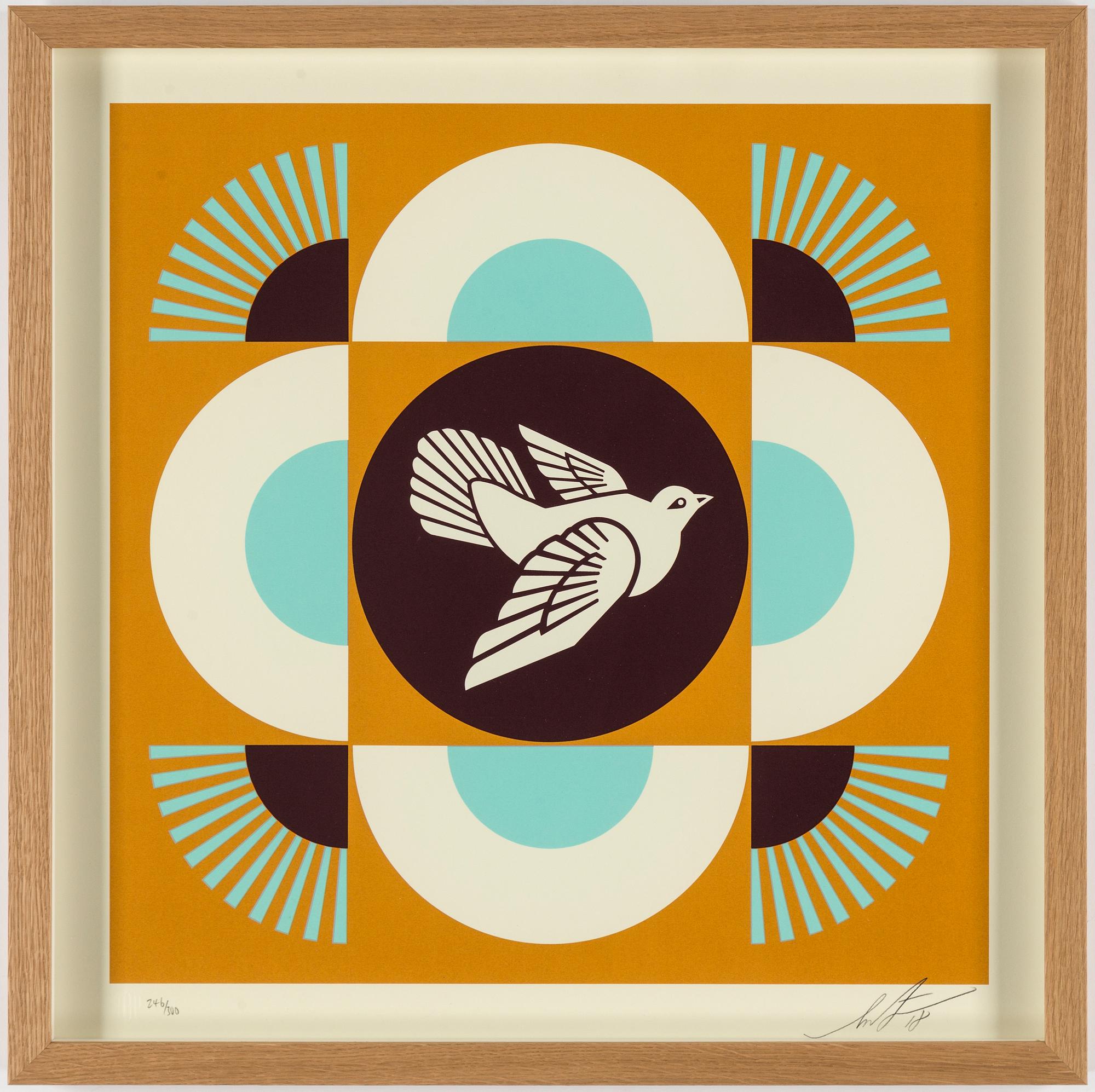 A Shepard 'Obey' Fairey triptych seriegraph, signed and numbered 246/300.