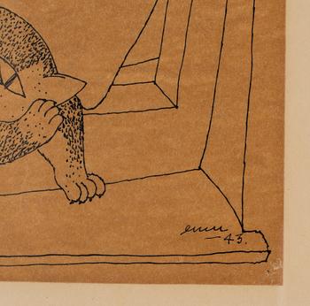 EGON MÖLLER-NIELSEN, tusch på smörpapper, signerad och daterad -43.