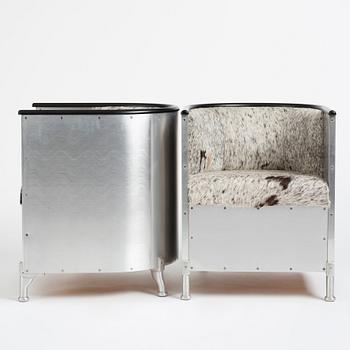Mats Theselius, fåtöljer, ett par, "Aluminiumfåtölj", Källemo, Värnamo.