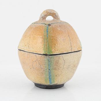 Ulf Johansson, lidded box, raku, Sweden, circa 2000.