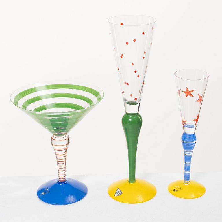 Anne Nilsson, Eight 'Clown' glasses, Orrefors.