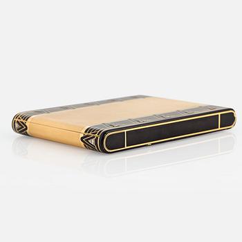 Cartier Art Deco cigarettetui 18K guld med svart emalj och åttkantslipade diamanter.