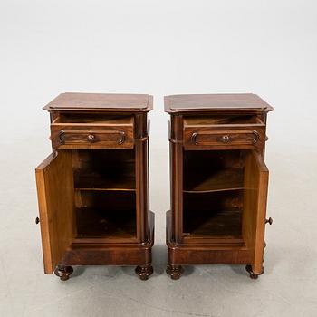 Bedside tables, a pair, first half of the 20th century.