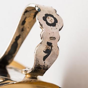 Servisdelar, 6 st, Kubachi, niello, silver, delvis förgyllt, Ryssland 1960-tal.