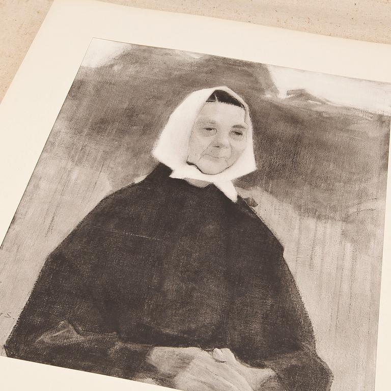 HELENE SCHJERFBECK, mapp med 48 reproduktioner, Gotthard Johansson, numrerad 63/500, Nordisk Rotogravyr Stockholm 1945.