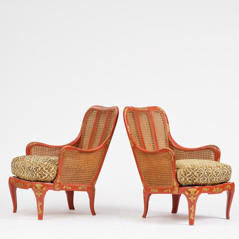 Carl Malmsten, a pair of Swedish Grace armchairs, cabinetmaker Albin Johansson, Stockholm, for Villa Kvikkjokk, 1927-28.