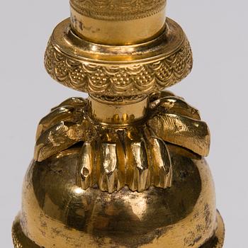 LJUSSTAKE, brännförgylld, Ryssland 1800-talets början.