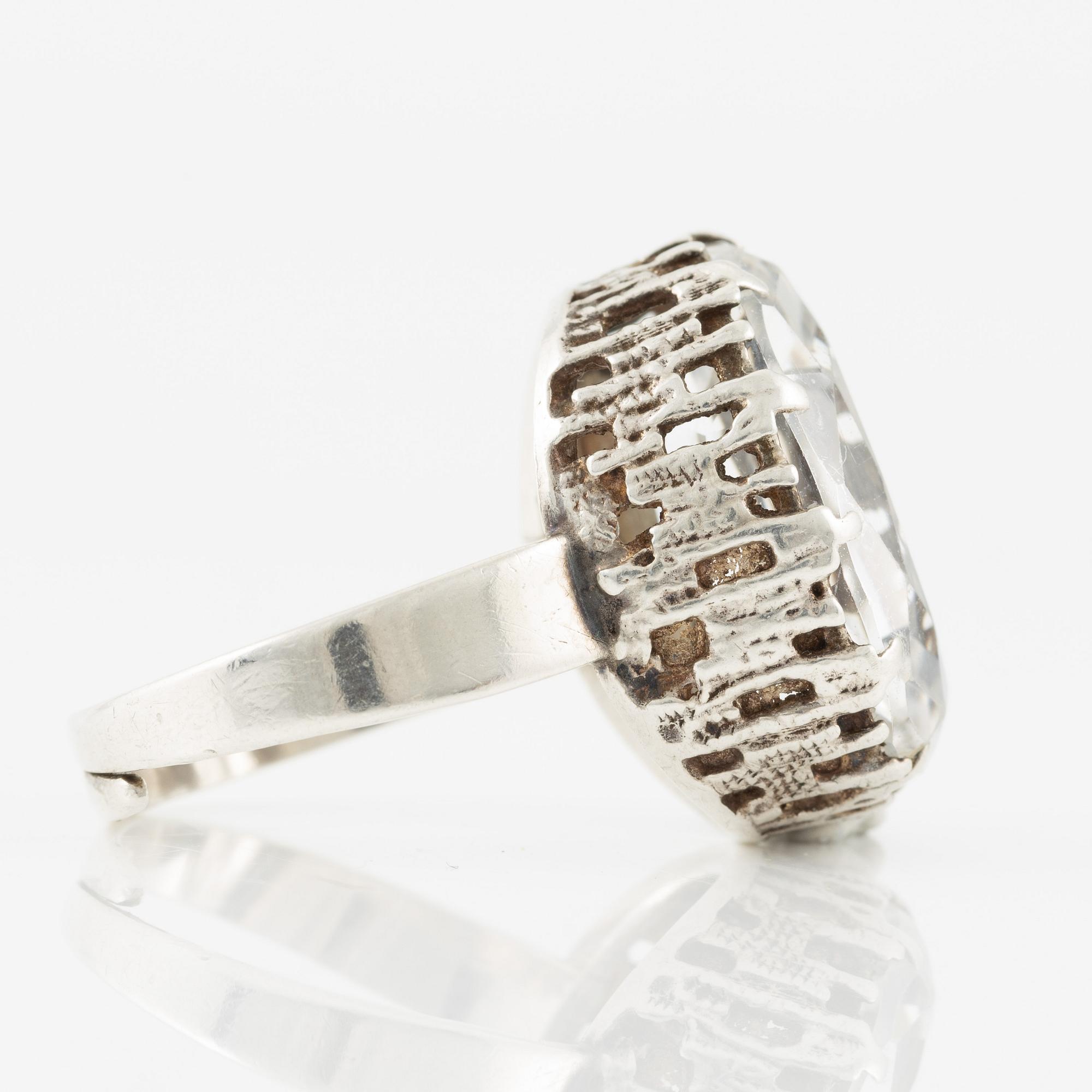 Bengt Hallberg, ring in sterling silver with rock crystal, Köping, 1973.